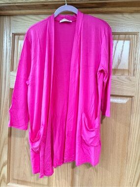 Discount Divas hot pink open front cardigan with pockets - size medium